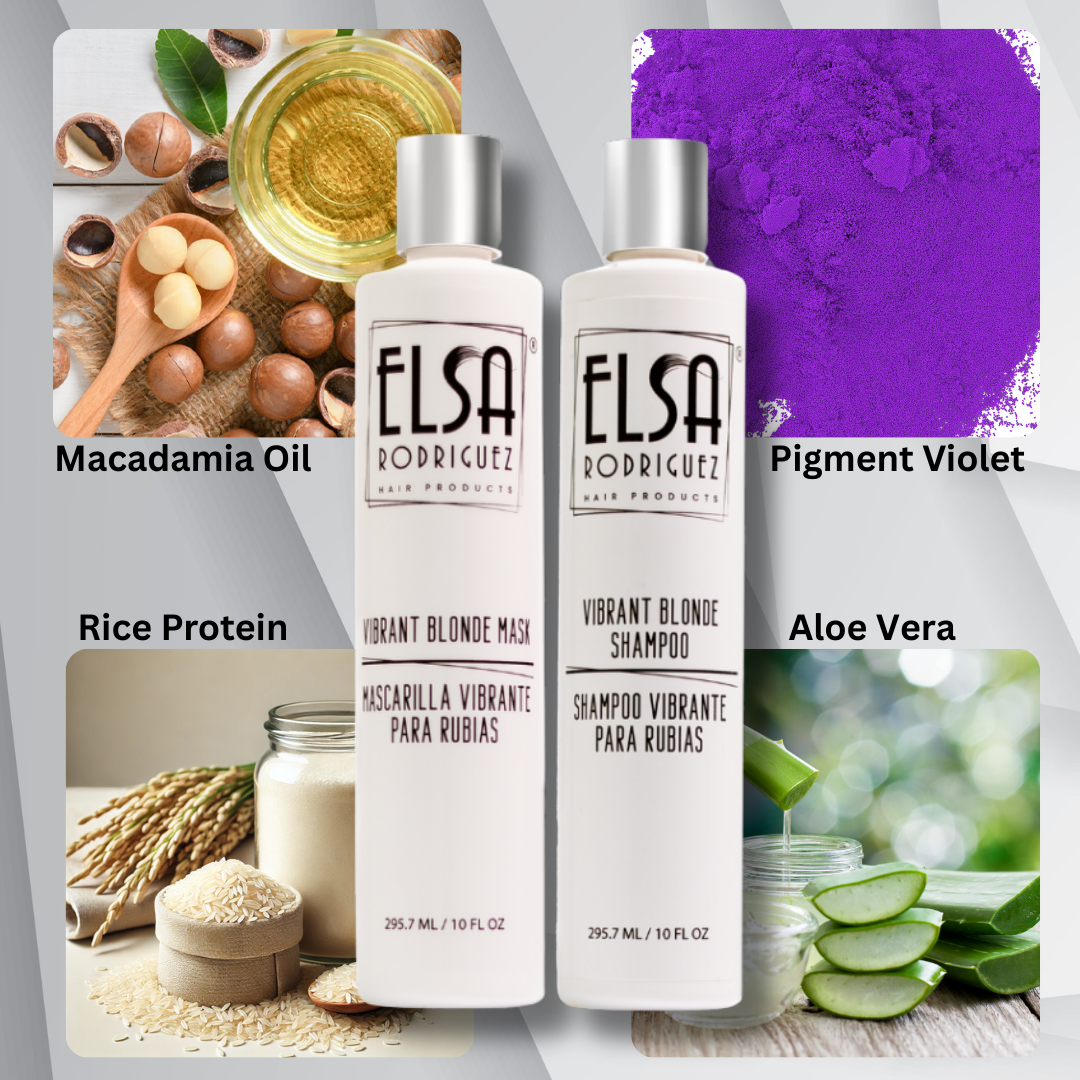 Elsa Rodriguez Vibrant Blonde Shampoo & Hair Mask Set, 10 Fl Oz Each, Sulfate-Free, Paraben-Free
