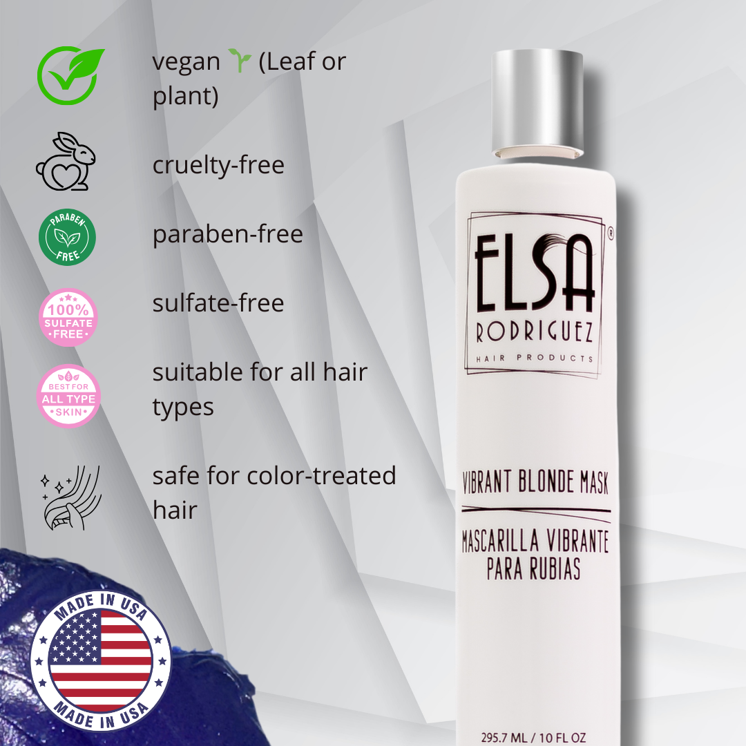 Elsa Rodriguez, Vibrant Blonde masks hair, hair toner for blonde, purple hair mask, hydrating mask hair toning gloss, color treated hair mask, treatment highlights hair blonde,10 Oz (285 ml)