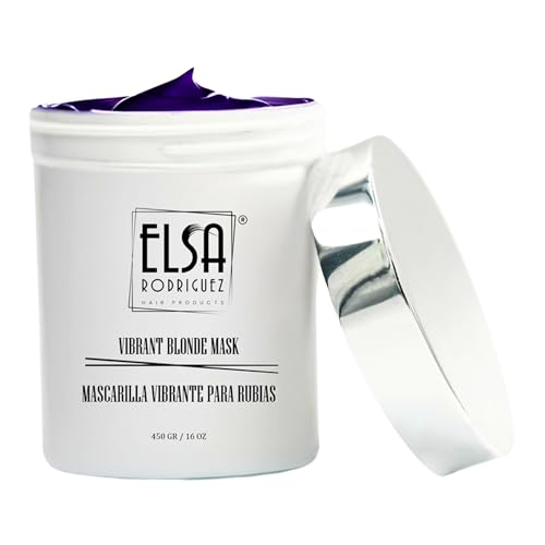 Elsa Rodriguez, Vibrant Blonde masks hair, hair toner for blonde, purple hair mask, hydrating mask hair toning gloss, color treated hair mask, treatment highlights hair blonde,16 Oz (450 ml)