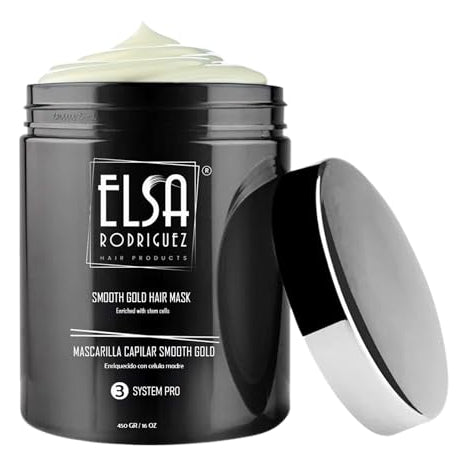Elsa Rodriguez, Smooth Gold hair mask, deep conditioning treatment damaged & growth, hair mask treatment , seals the cuticle & repairing hair, enriched with stem cells restorative hair mask, 16 Oz.