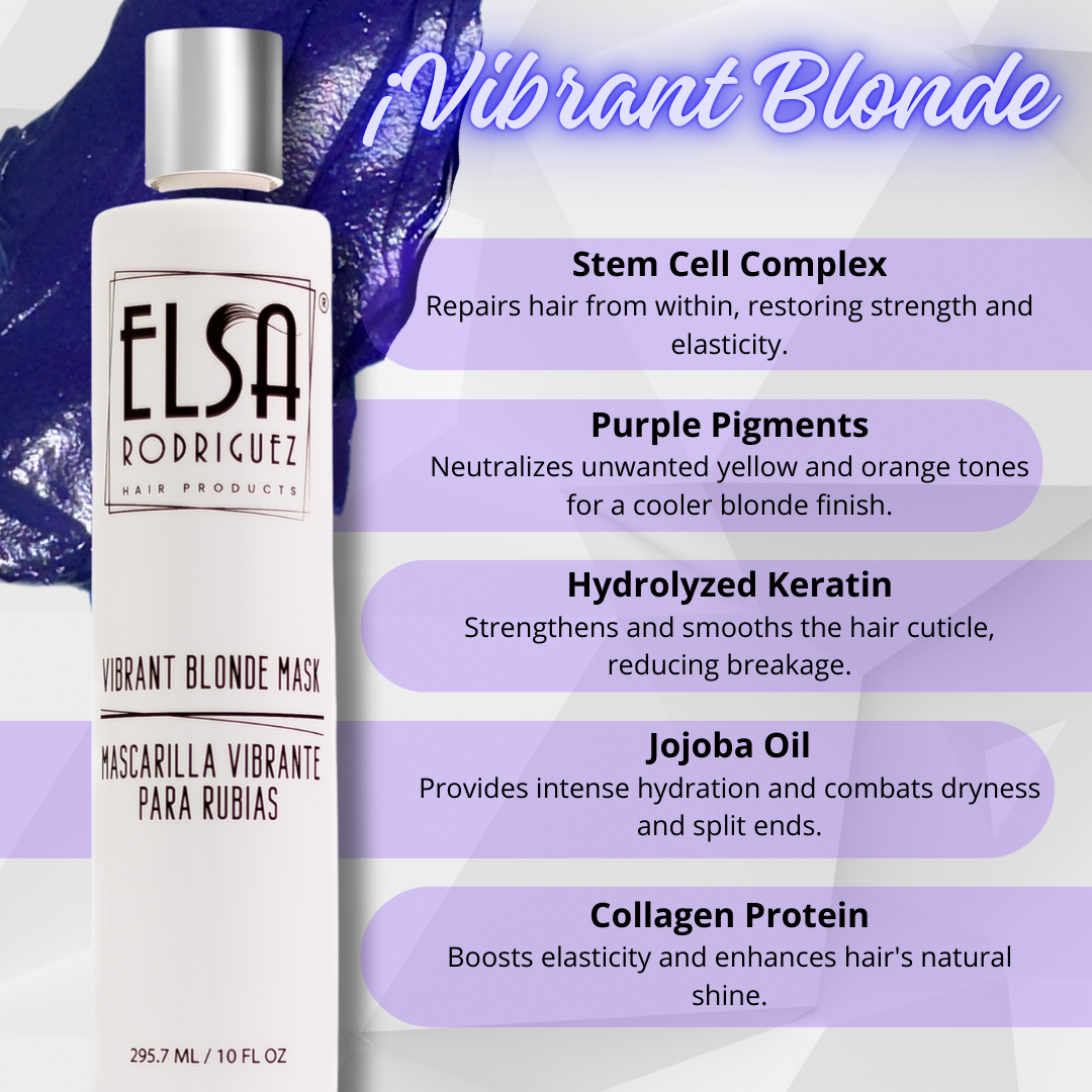 Elsa Rodriguez, Vibrant Blonde masks hair, hair toner for blonde, purple hair mask, hydrating mask hair toning gloss, color treated hair mask, treatment highlights hair blonde,10 Oz (285 ml)